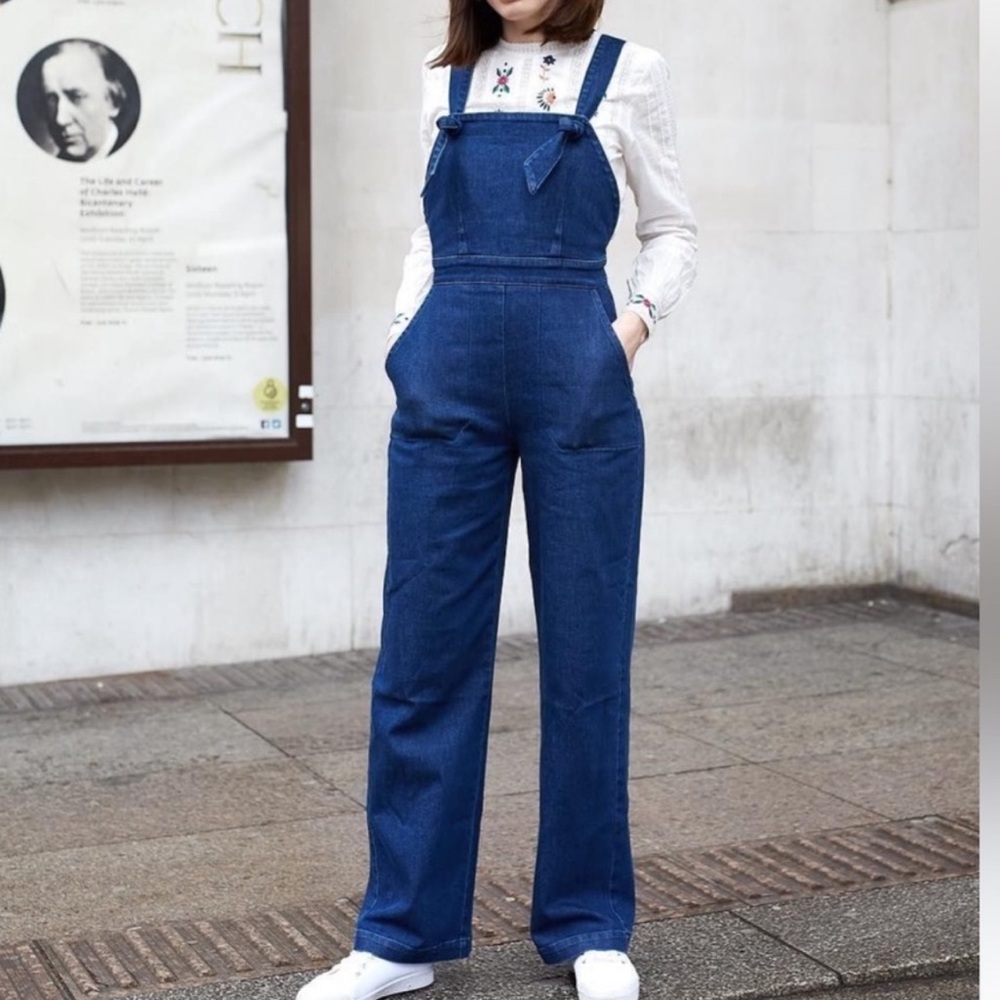Sezane Salopette Rosalie Denim Overalls - Picture 1 of 10